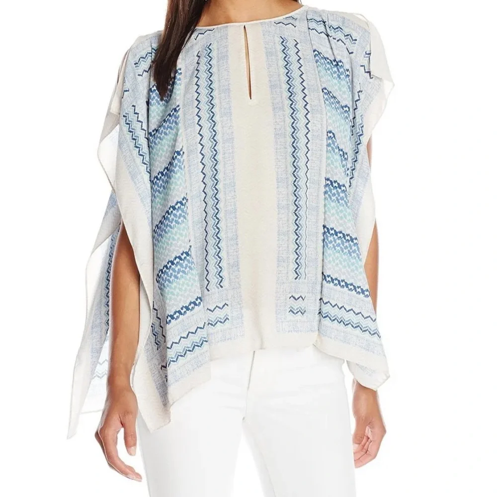 NWT Blue Coastal Kaili Keyhole Woven Top, Large